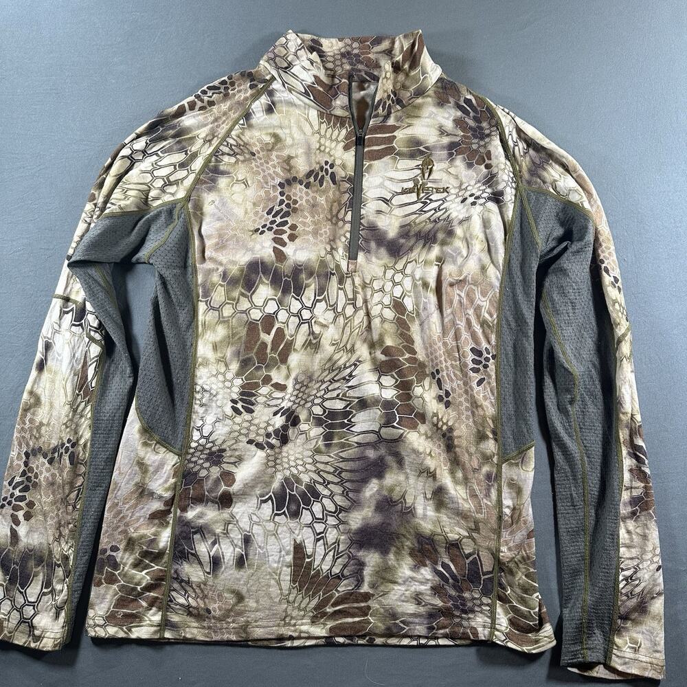 Kryptek Long Sleeve 1/4 Zip Shirt Mens in Highlander Camouflage 55% Merino Wool